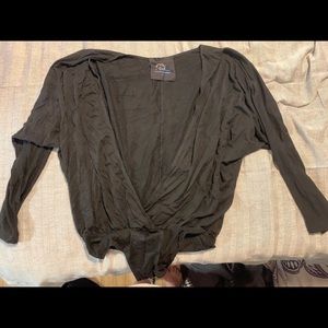 Long sleeve bodysuit with low cut neck